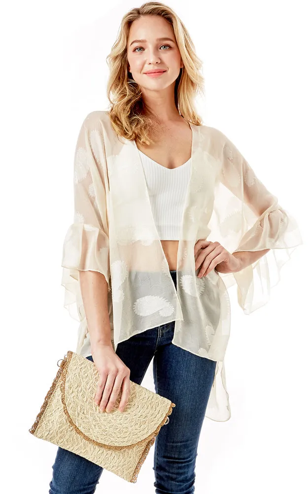 LOA387 Textured Envelope Clutch Crossbody Bag