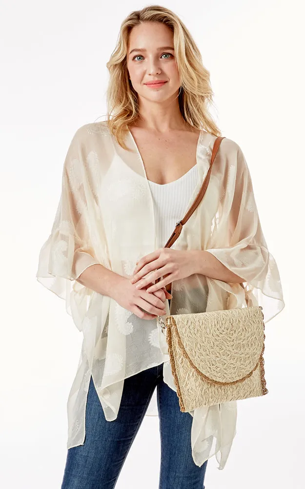 LOA387 Textured Envelope Clutch Crossbody Bag