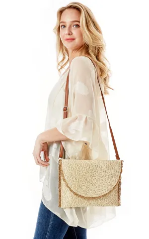 LOA387 Textured Envelope Clutch Crossbody Bag