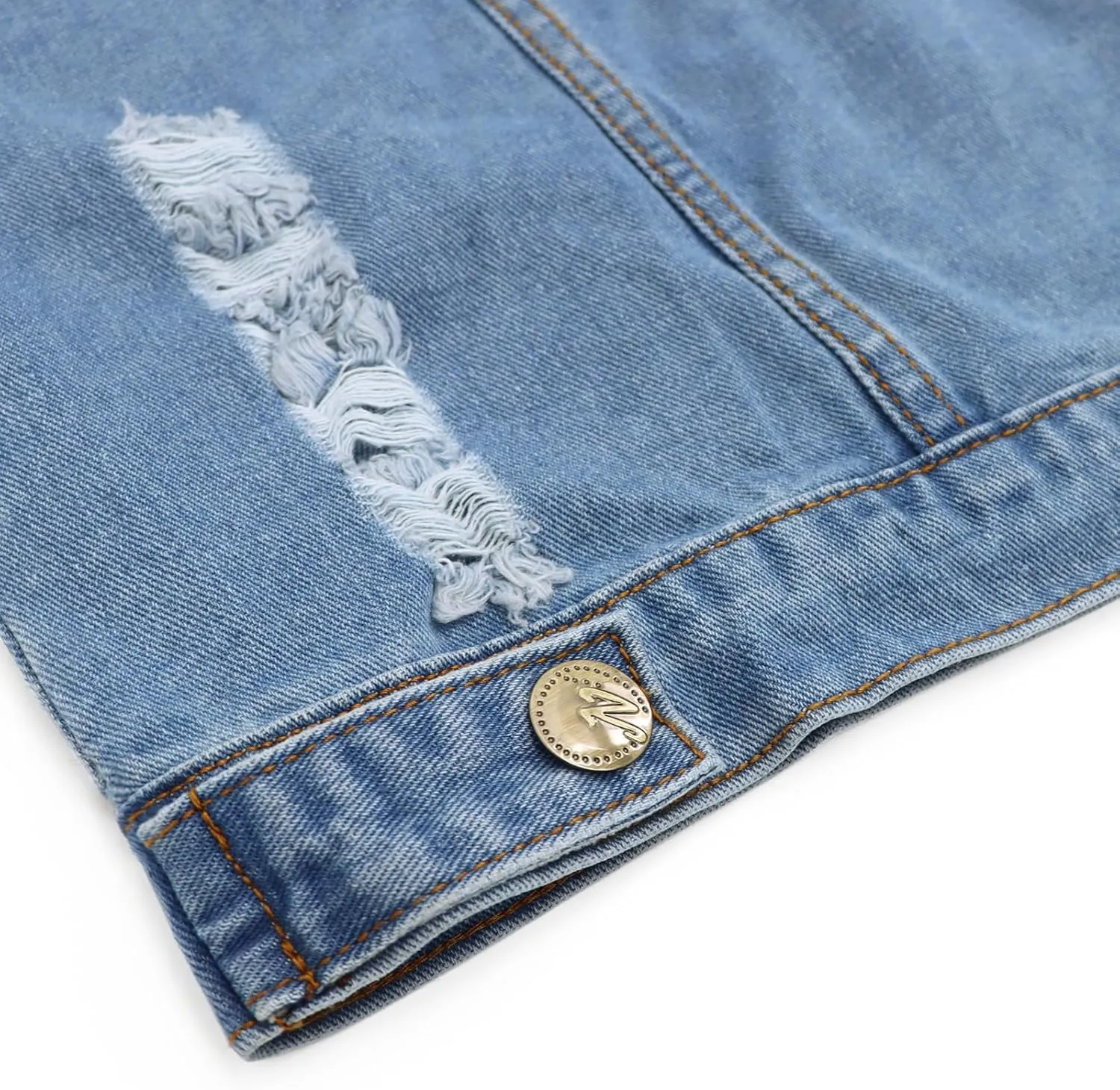 LONGBIDA Men's Denim Vest Casual Slim Fit Sleeveless Jacket Vintage Ripped Summer Jean Vests