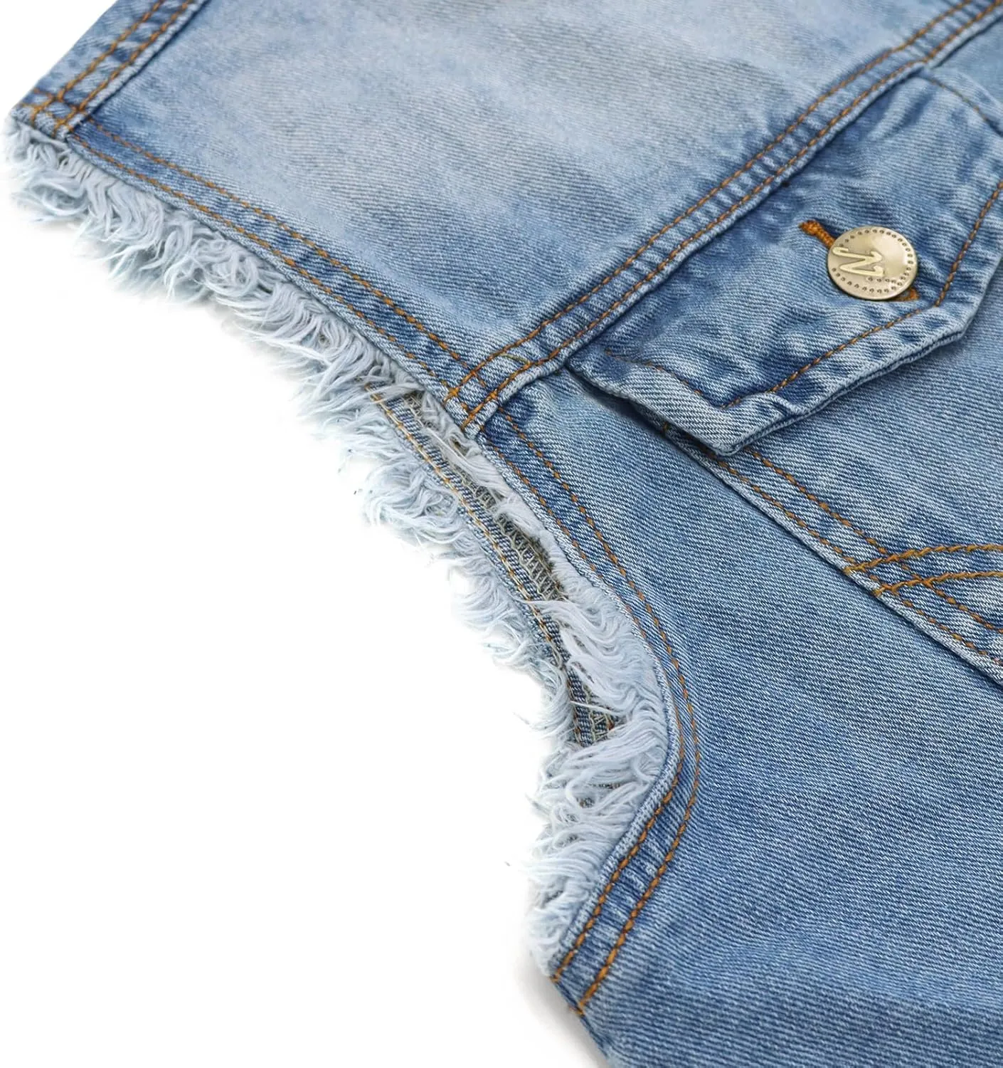 LONGBIDA Men's Denim Vest Casual Slim Fit Sleeveless Jacket Vintage Ripped Summer Jean Vests
