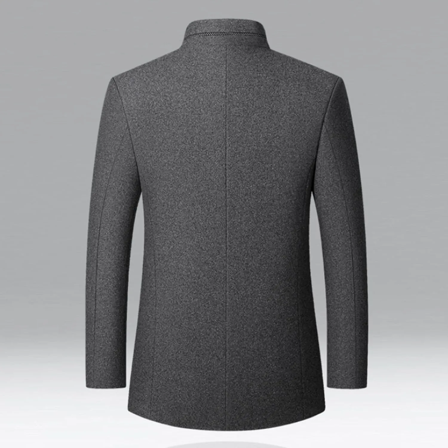 Lu's Chic Men's Wool Trench Coat Winter Coats Single Breasted Quilted Fall Long Sleeve Slim Fit Casual Dressy Jackets