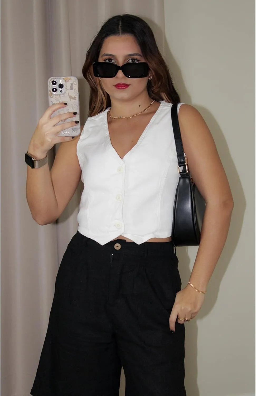 luvamia Jean Vests for Women Crop Denim Top Button Down Waistcoat Vest Tank Tops Fashion Casual Sleeveless Jacket
