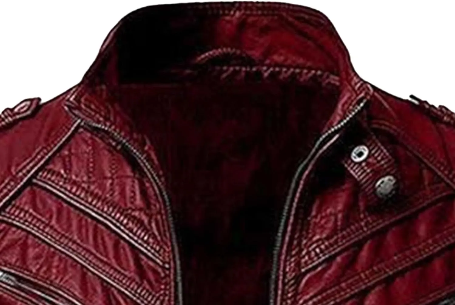Maiyifu-GJ Men's Faux Leather Jacket Stand Collar Motorcycle Leather Jackets Casual Lightweight Zip Up Biker Coat