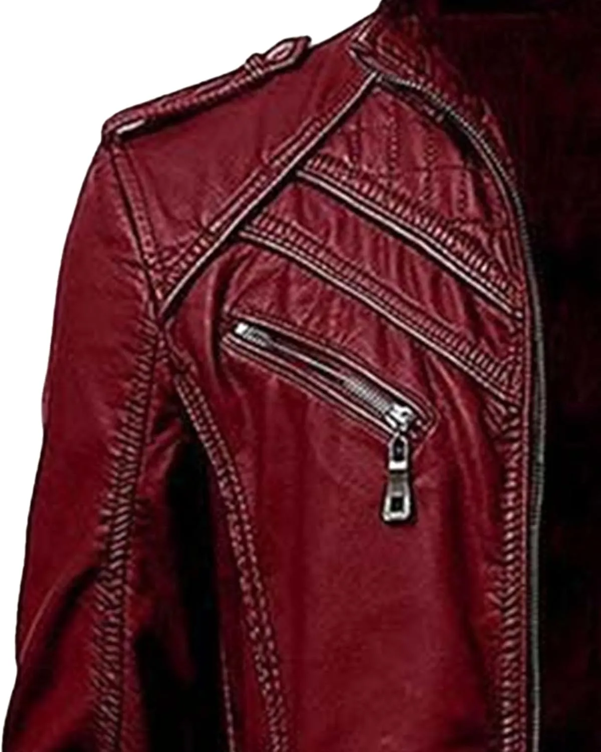 Maiyifu-GJ Men's Faux Leather Jacket Stand Collar Motorcycle Leather Jackets Casual Lightweight Zip Up Biker Coat