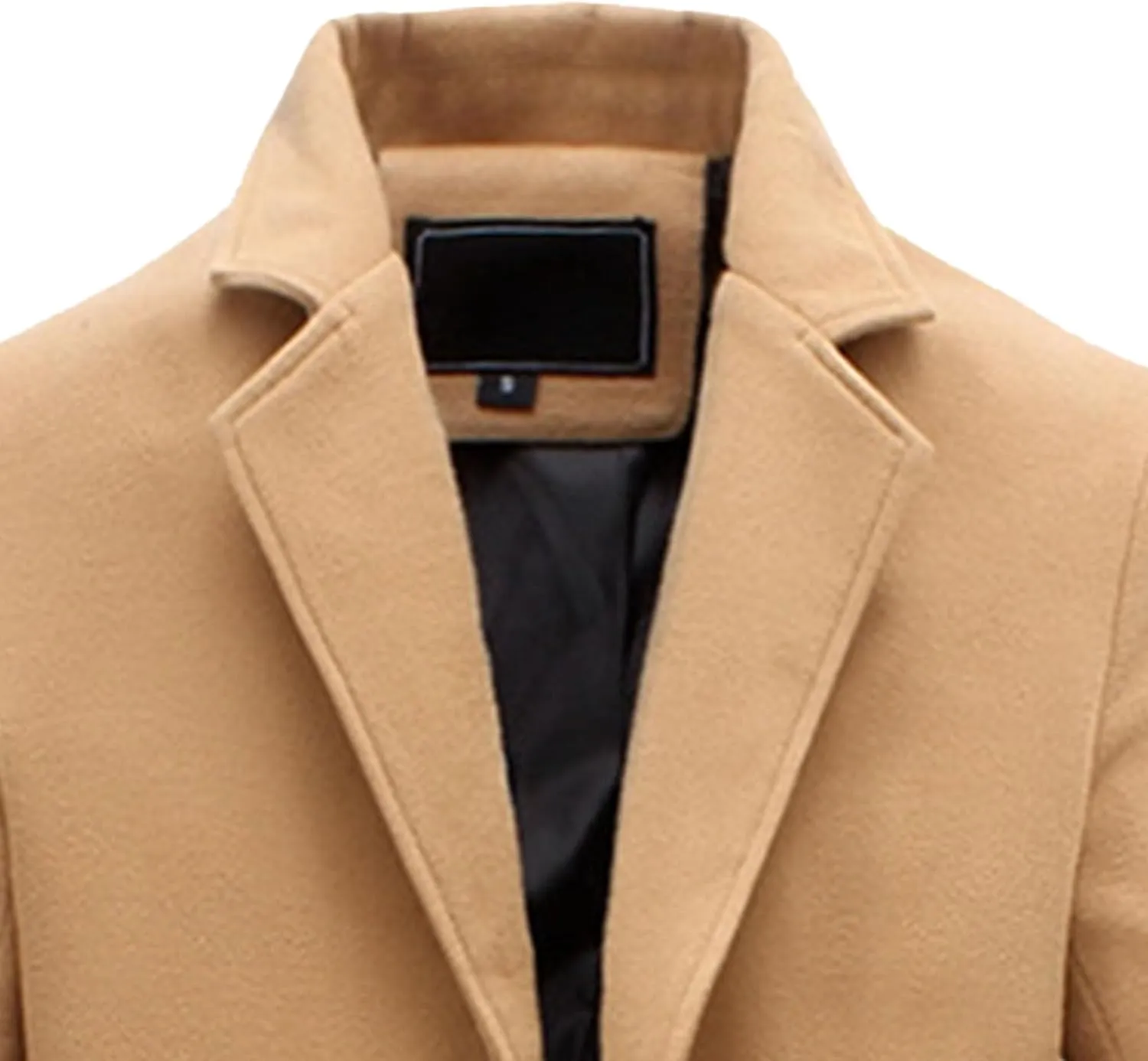 Maiyifu-GJ Men's Full Length Wool Blend Coat Single Breasted Quilted Lined Trench Overcoat Winter Windproof Business Jacket