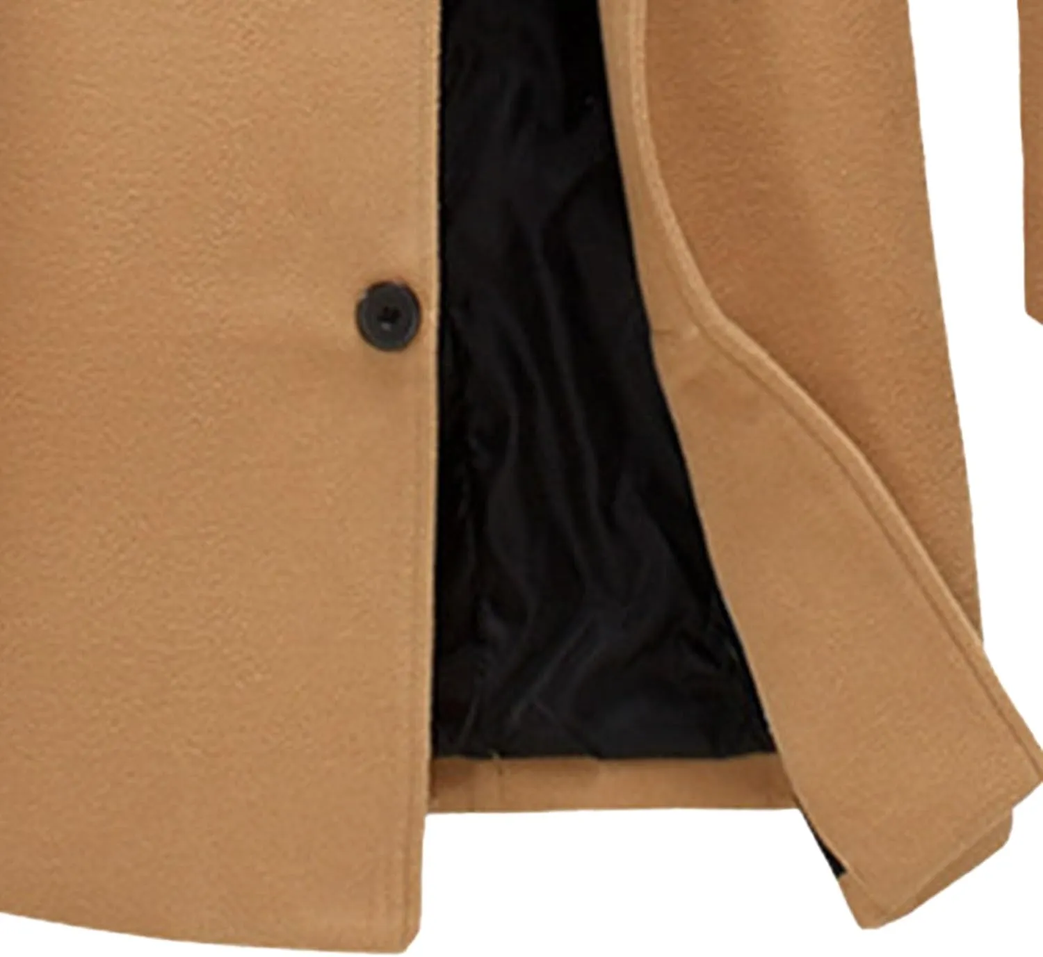 Maiyifu-GJ Men's Full Length Wool Blend Coat Single Breasted Quilted Lined Trench Overcoat Winter Windproof Business Jacket
