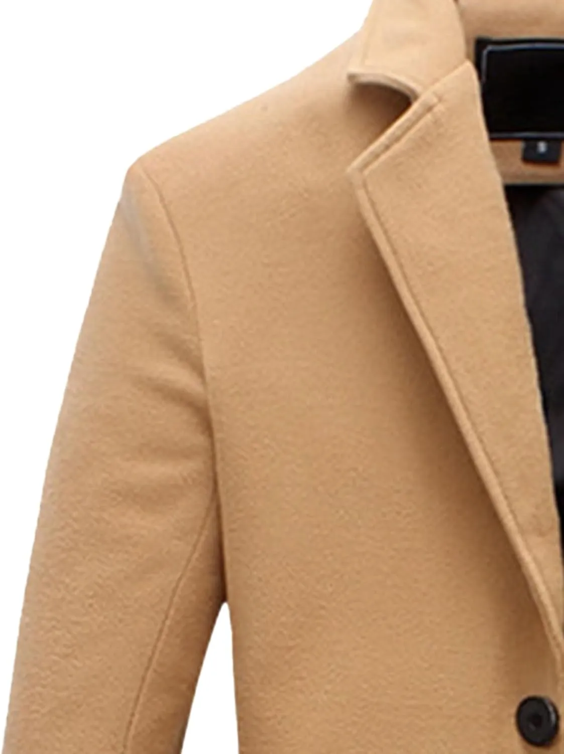 Maiyifu-GJ Men's Full Length Wool Blend Coat Single Breasted Quilted Lined Trench Overcoat Winter Windproof Business Jacket