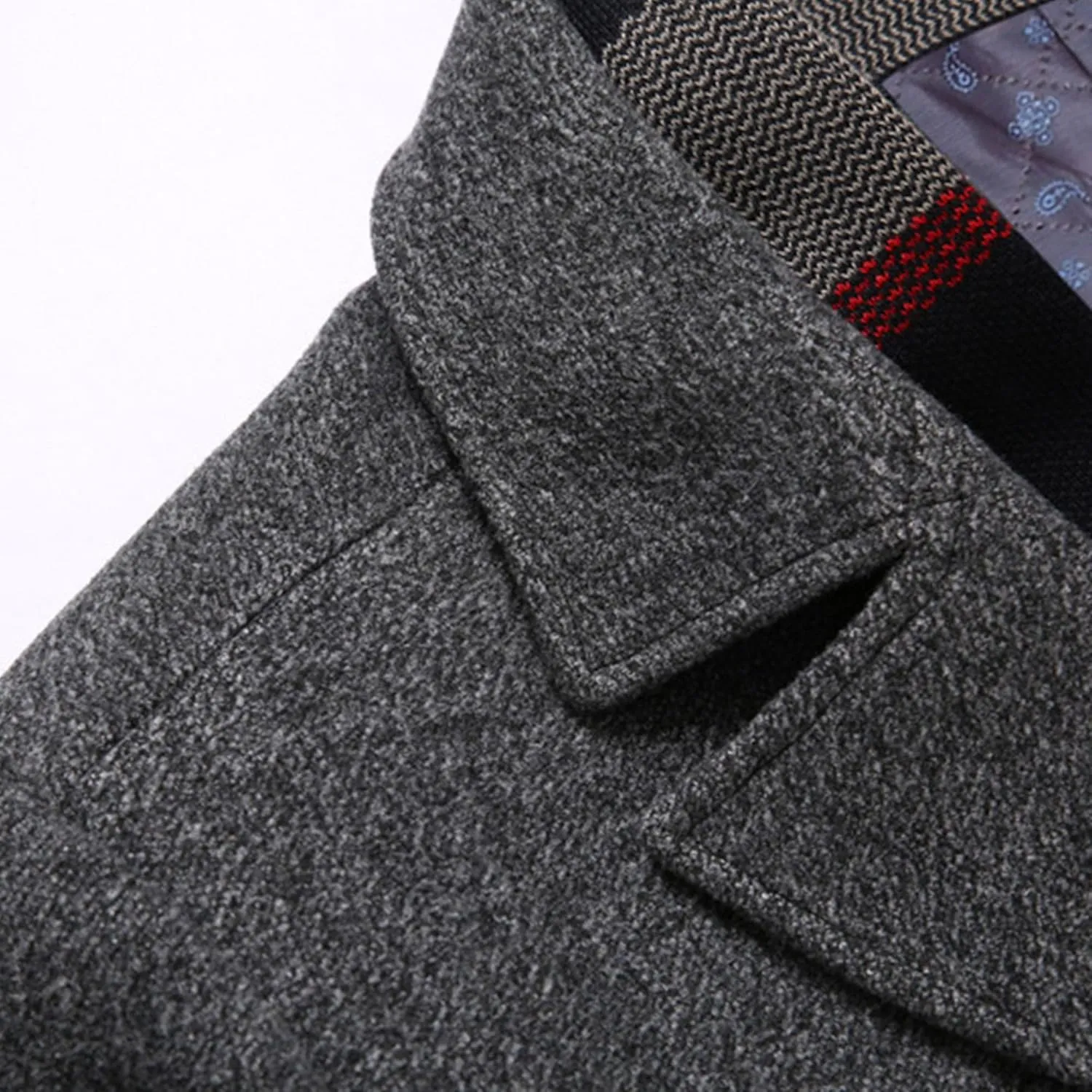 Maiyifu-GJ Men's Long Wool Blend Trench Coat Scarfs Collar Single Breasted Slim Fit Overcoat Winter Warm Mid-Length Coats