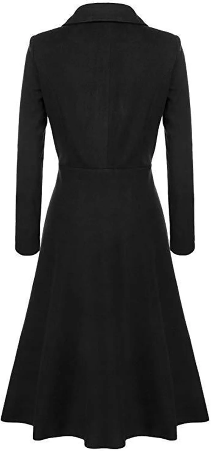 Maiyifu-GJ Women's Winter Wool Blend Dress Coats Notch Lapel Single Breasted Trench Coat Fashion Overcoat Jacket Outwear