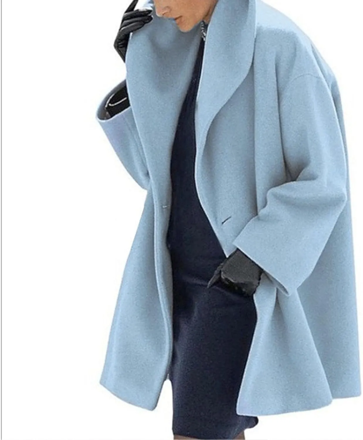 Maiyifu-GJ Wool Coat for Women Plus Size Pea Coat Winter Wool Coat Trench Jacket Ladies Warm Slim Long Overcoat Outwear