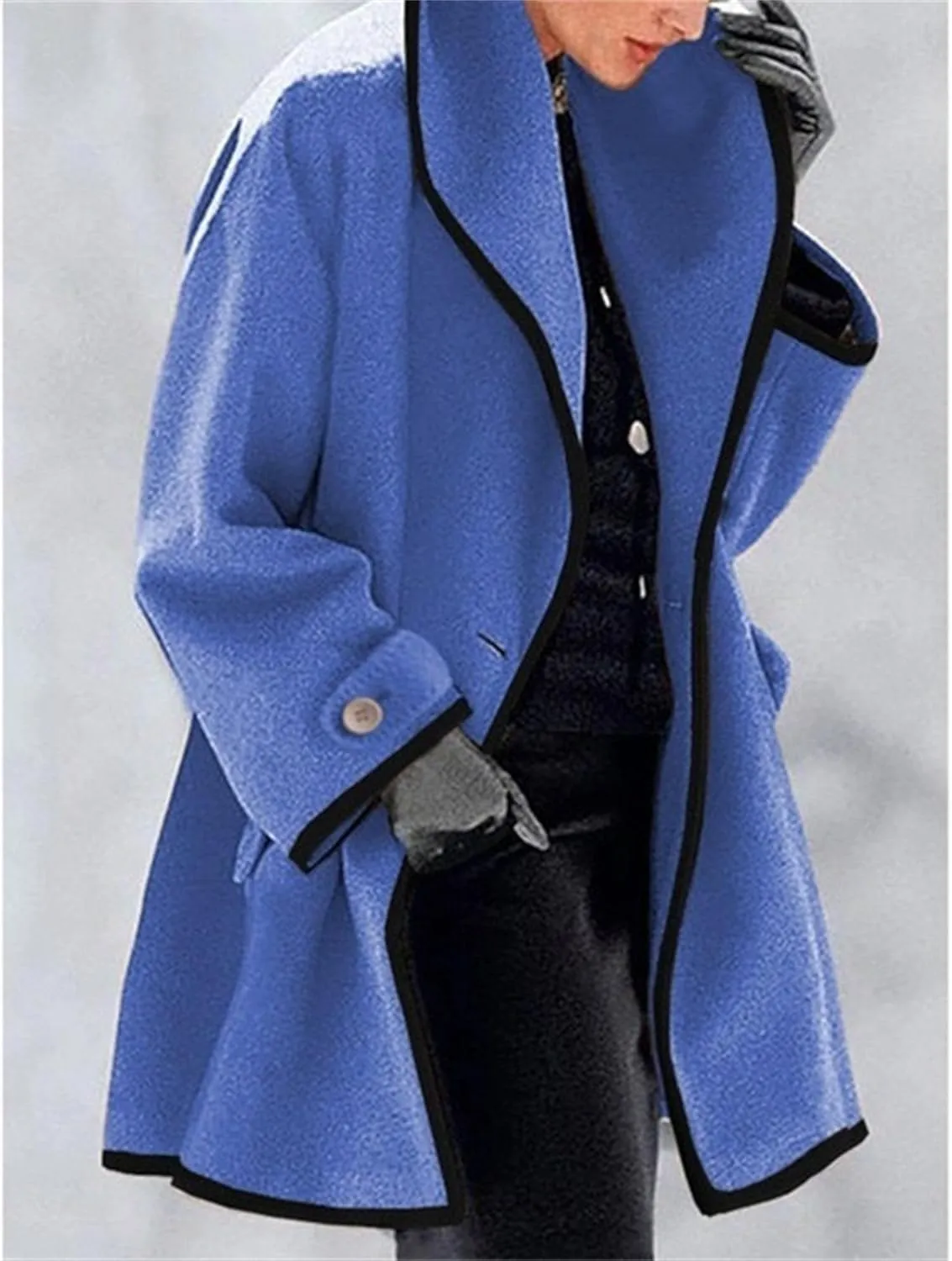 Maiyifu-GJ Wool Coat for Women Plus Size Pea Coat Winter Wool Coat Trench Jacket Ladies Warm Slim Long Overcoat Outwear