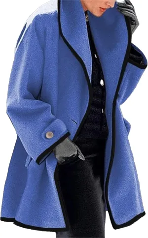 Maiyifu-GJ Wool Coat for Women Plus Size Pea Coat Winter Wool Coat Trench Jacket Ladies Warm Slim Long Overcoat Outwear