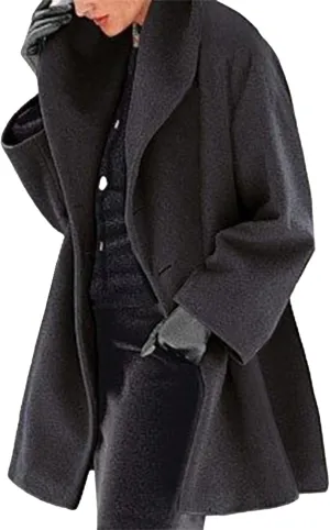 Maiyifu-GJ Wool Coat for Women Plus Size Pea Coat Winter Wool Coat Trench Jacket Ladies Warm Slim Long Overcoat Outwear