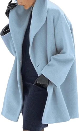 Maiyifu-GJ Wool Coat for Women Plus Size Pea Coat Winter Wool Coat Trench Jacket Ladies Warm Slim Long Overcoat Outwear