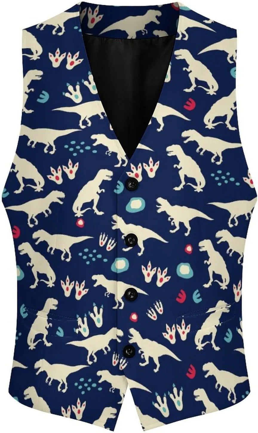Men's Hawaiian Leaf Suit Vest Slim Fit Business Dress Vest Waistcoat for Wedding Party Casual Dress