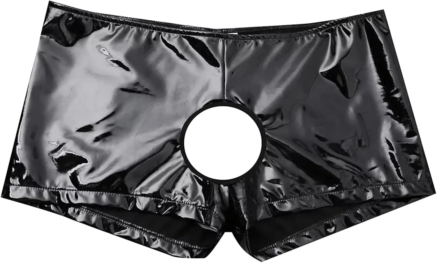 Mens Leather Underwear Sexy Boxer Briefs Front Opening Pouch Low Rise Super Soft Performance Trunks Lingerie for Men