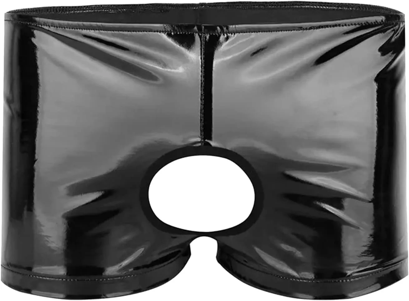 Mens Leather Underwear Sexy Boxer Briefs Front Opening Pouch Low Rise Super Soft Performance Trunks Lingerie for Men