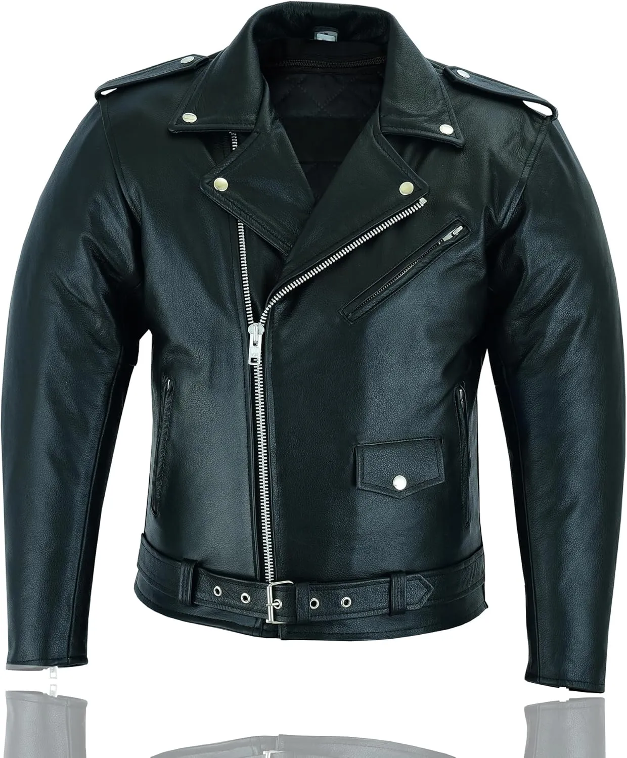 Men's Motorcycle Brando Leather Jacket 100% Genuine Real Soft Distressed Zip Up Motorbike Leather Jackets