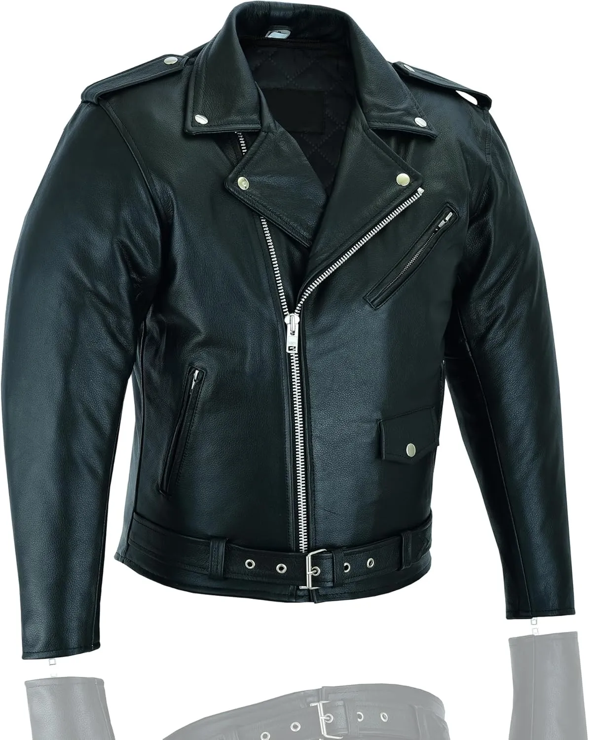 Men's Motorcycle Brando Leather Jacket 100% Genuine Real Soft Distressed Zip Up Motorbike Leather Jackets