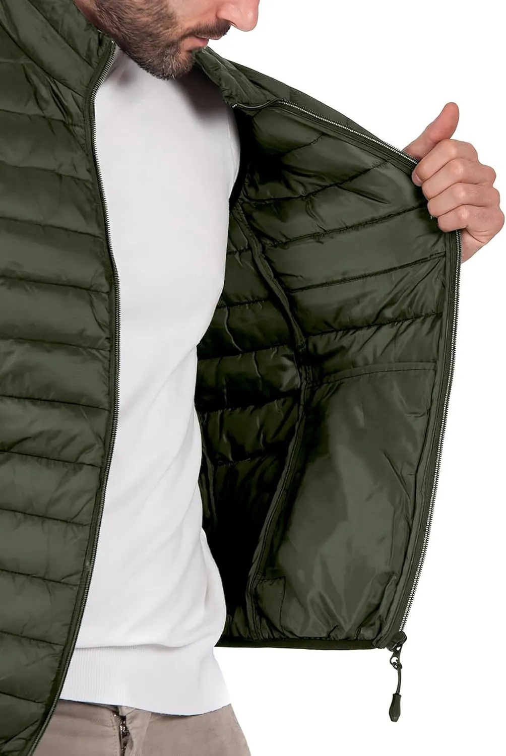 Men's Puffer Vest Outerwear Winter Warm Sleeveless Jacket Zipper Quilted Puffy Vests Size M To 2XL