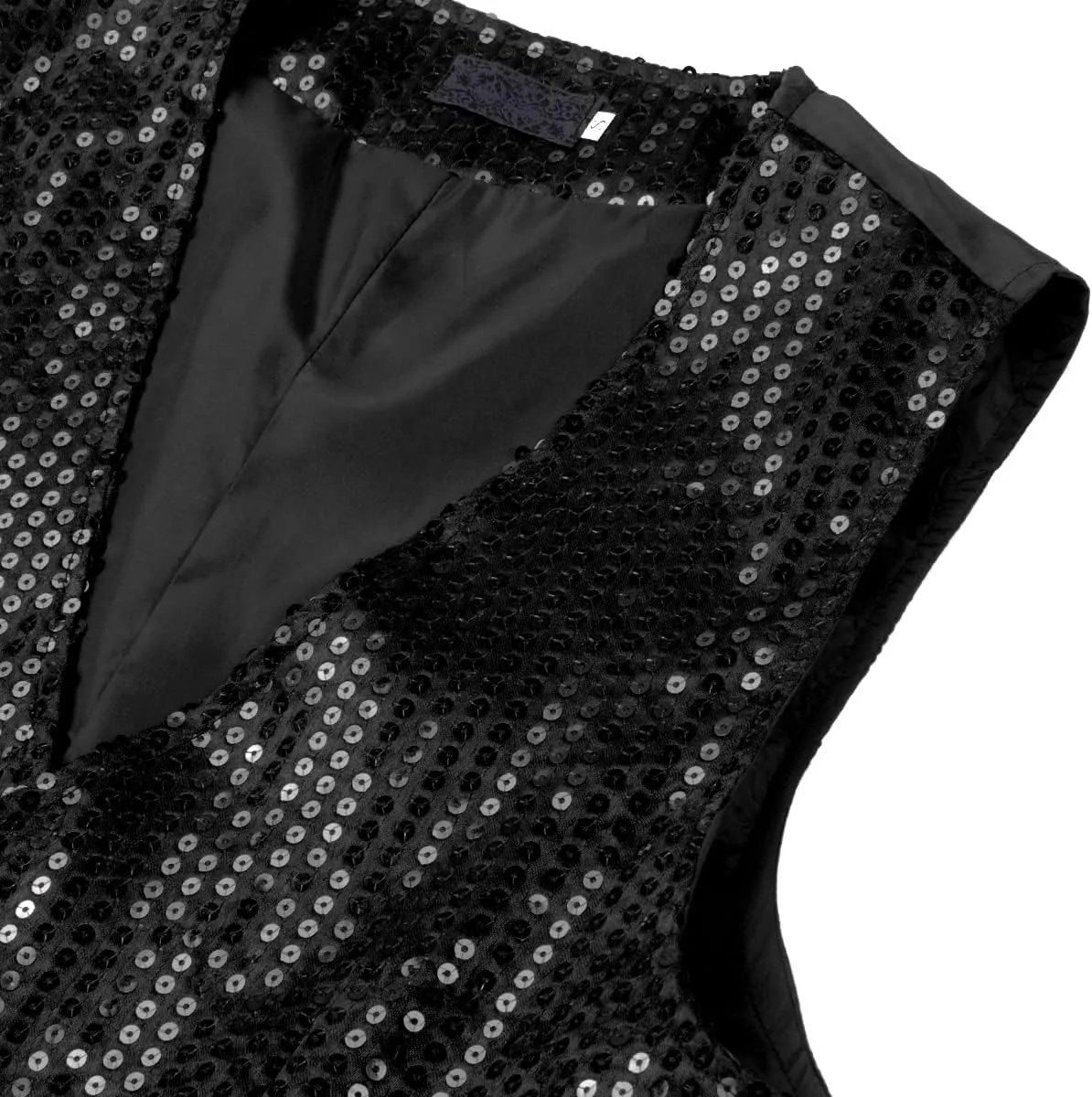 Mens Sequin Vests Dress Suit Vest Casual Shiny Waistcoat Bowtie Set with Pockets for Party Tuxedo Prom Wedding