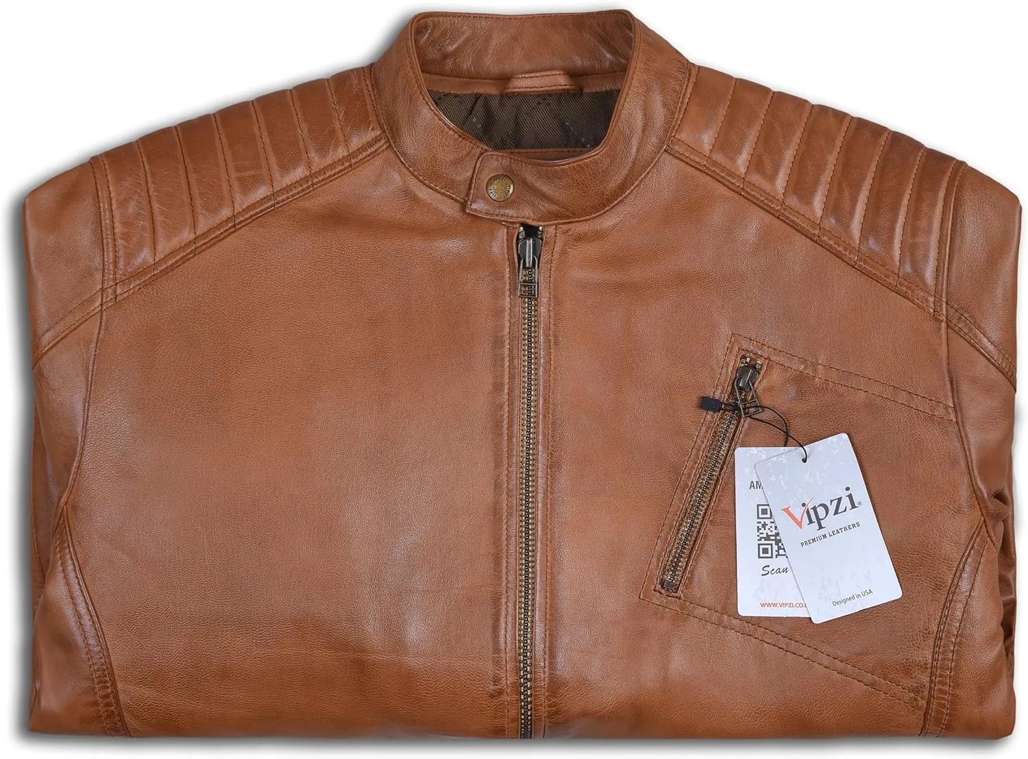 Men's Soft Genuine Lambskin Leather Biker Jacket  Vintage Real Motorcycle Cafe Racer Style