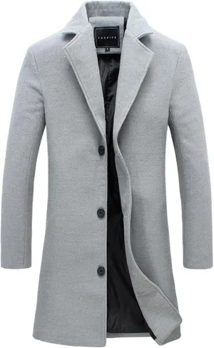 Men's Trench Coat Oversized Double Breasted Peacoat Winter Wool Blend Overcoat Notched Lapel Windbreaker Long Jacket
