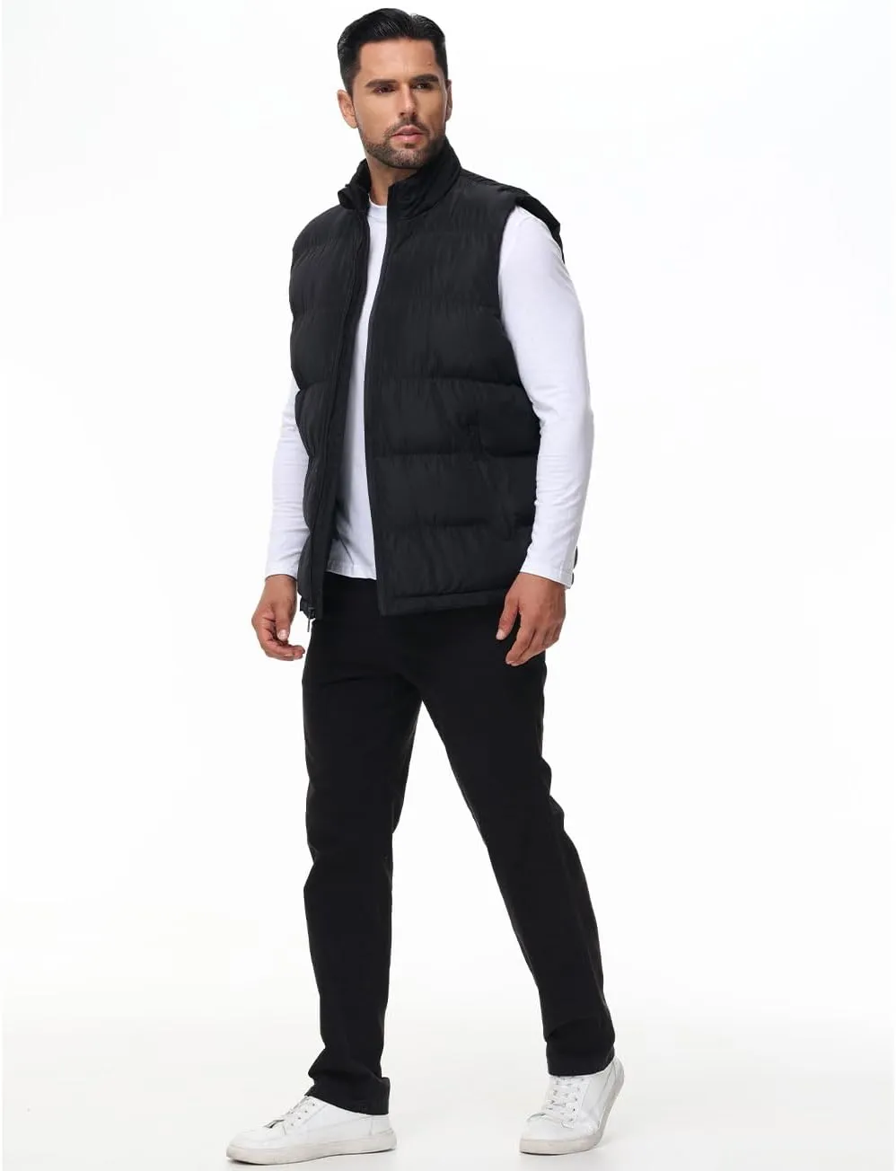 Men'S Winter Lightweight Puffer Vest Sleeveless Jacket Casual Puffy Vests