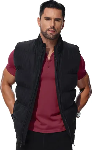 Men'S Winter Lightweight Puffer Vest Sleeveless Jacket Casual Puffy Vests