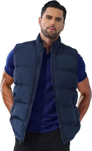 Men'S Winter Lightweight Puffer Vest Sleeveless Jacket Casual Puffy Vests