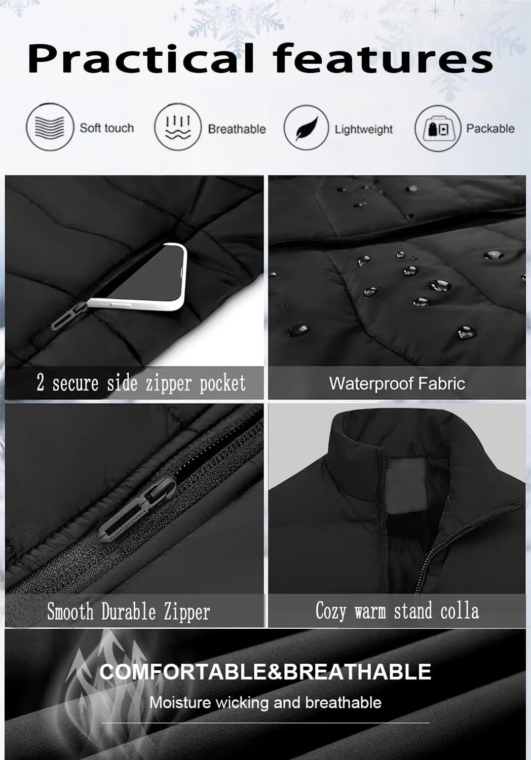 Men'S Winter Lightweight Puffer Vest Sleeveless Jacket Casual Puffy Vests