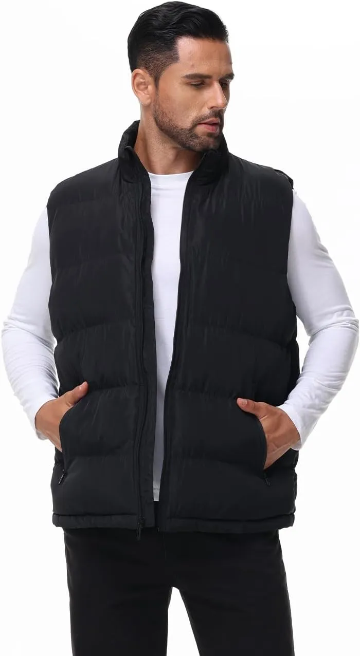 Men'S Winter Lightweight Puffer Vest Sleeveless Jacket Casual Puffy Vests