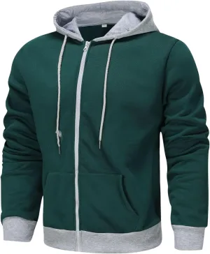 Men's Zip Up Hoodie Shirts Soft Solid Color Coat Light Trendy Long Sleeve Jacket Casual Winter Sweatershirts with Pockets
