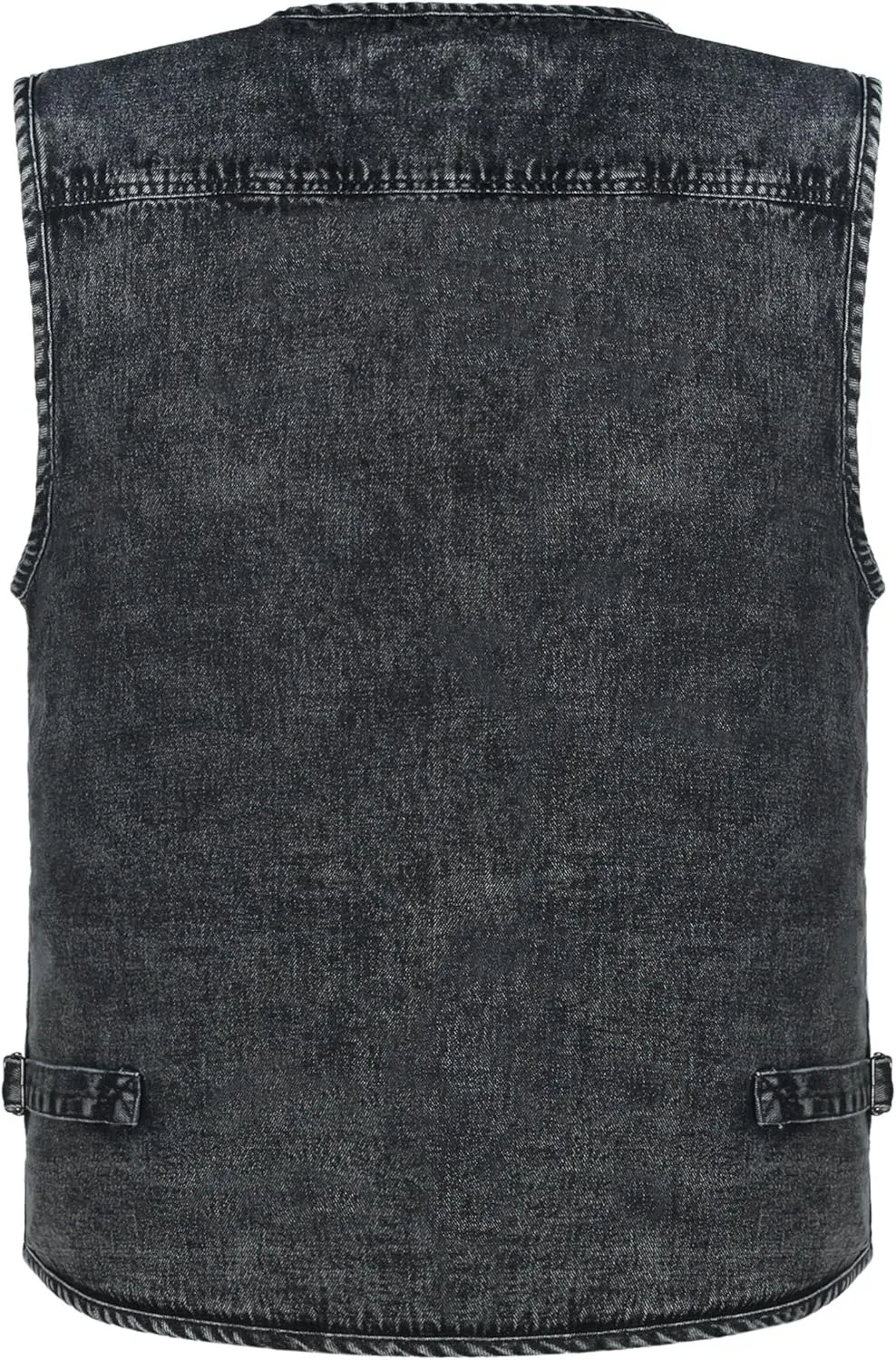 Men's Zipper Multi Pockets Casual Vest Outdoor Travel Fishing Hunting Photo Utility Work Cargo Vests Denim Black