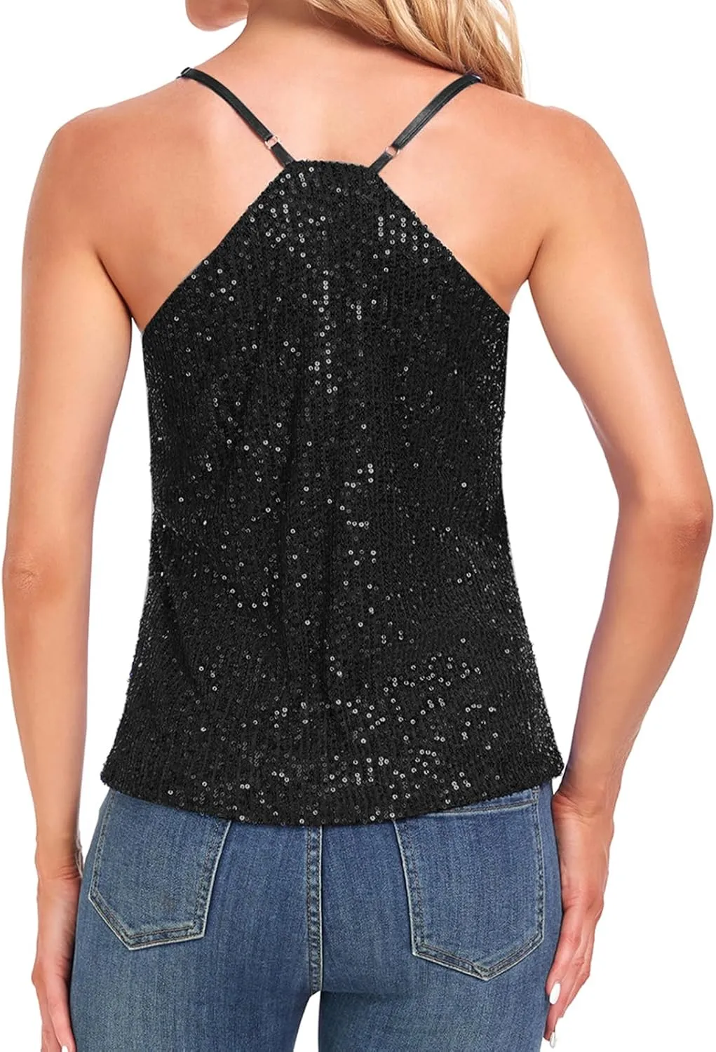 MINTLIMIT Women's Sequin Tops Sleeveless Sparkle Shimmer Camisole Glitter Tank Tops Cocktail Club Party Vest