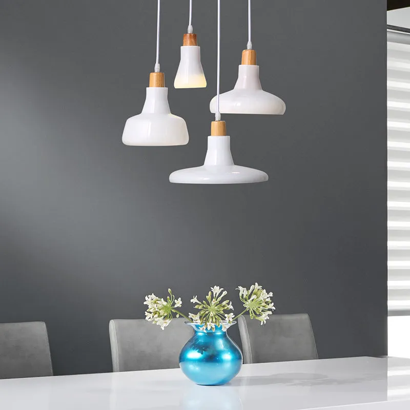 Modern Frosted White Pendant Light Set with Ceiling Mount