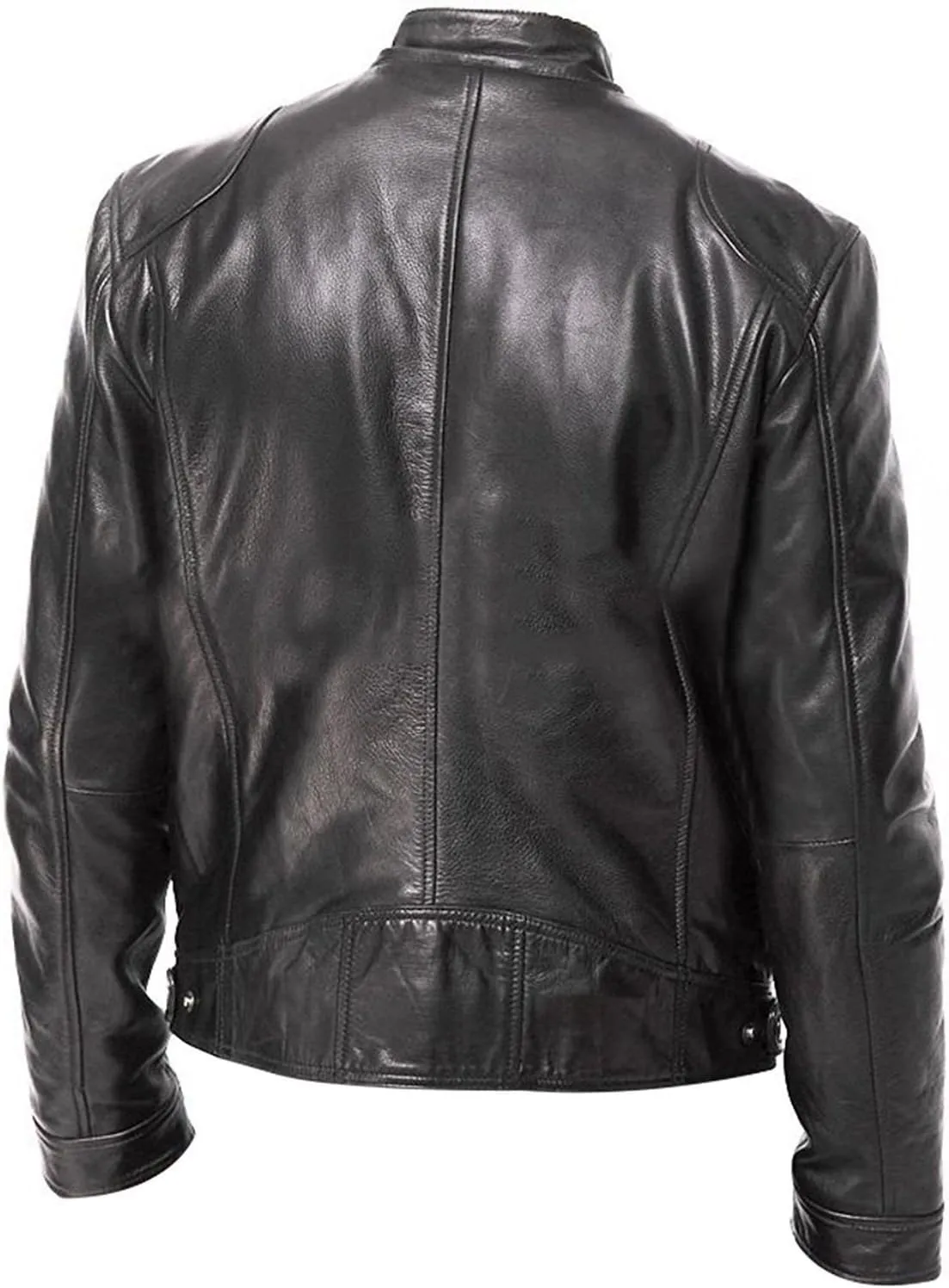 Motorcycle Black Leather Jacket Men - Vintage Biker Cafe Racer Real Lambskin Black Mens Motorcycle Jackets