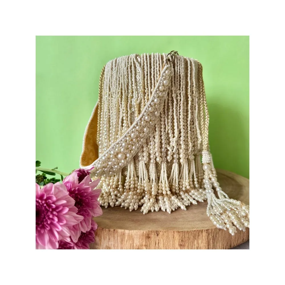 Nayaab by Sonia Gilt Cascade Gold Potli Bag for Women