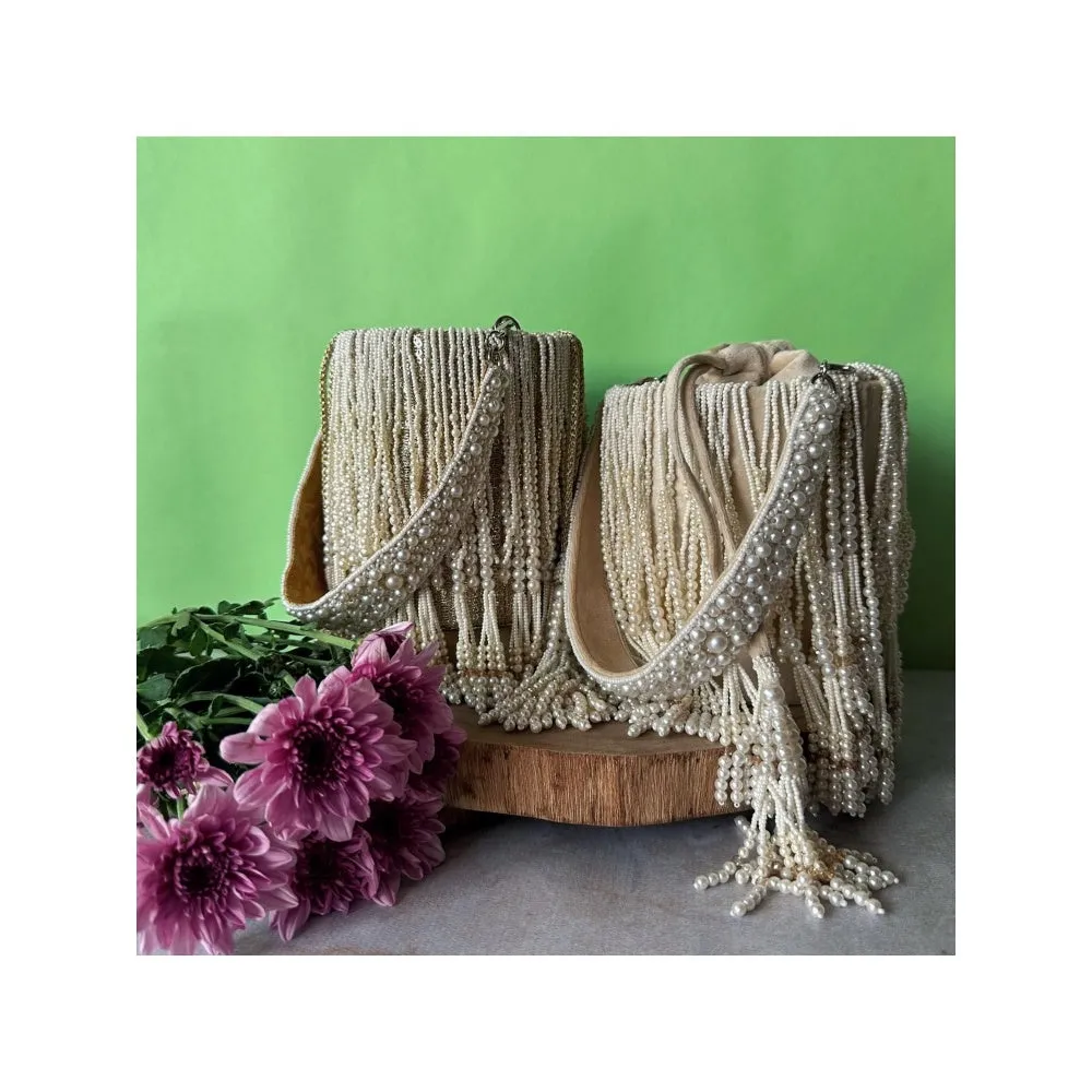 Nayaab by Sonia Gilt Cascade Gold Potli Bag for Women