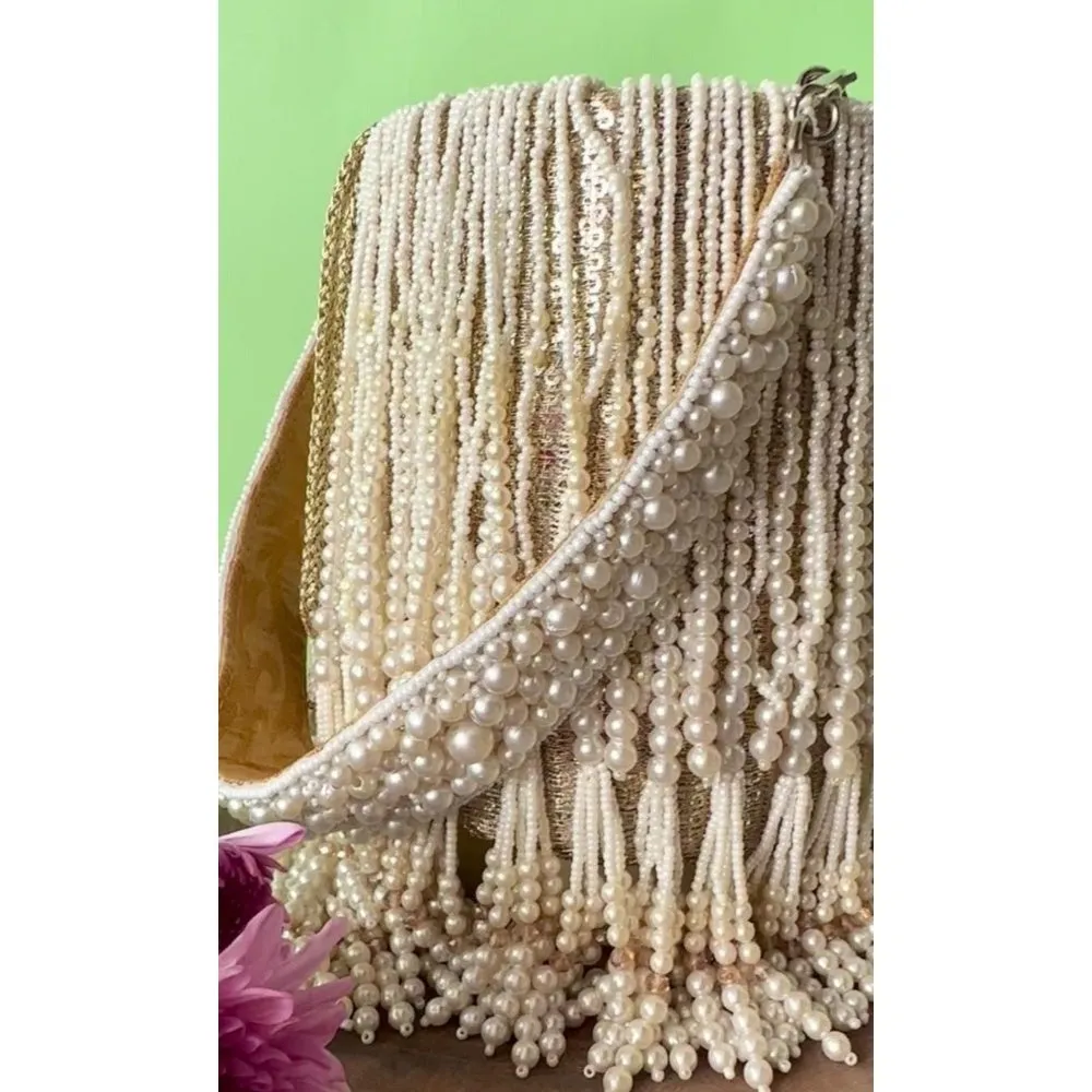 Nayaab by Sonia Gilt Cascade Gold Potli Bag for Women