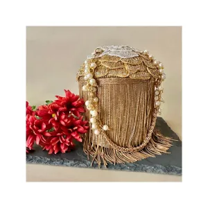 Nayaab by Sonia Hinted Cascade Luxe Gold Potli Bag for Women