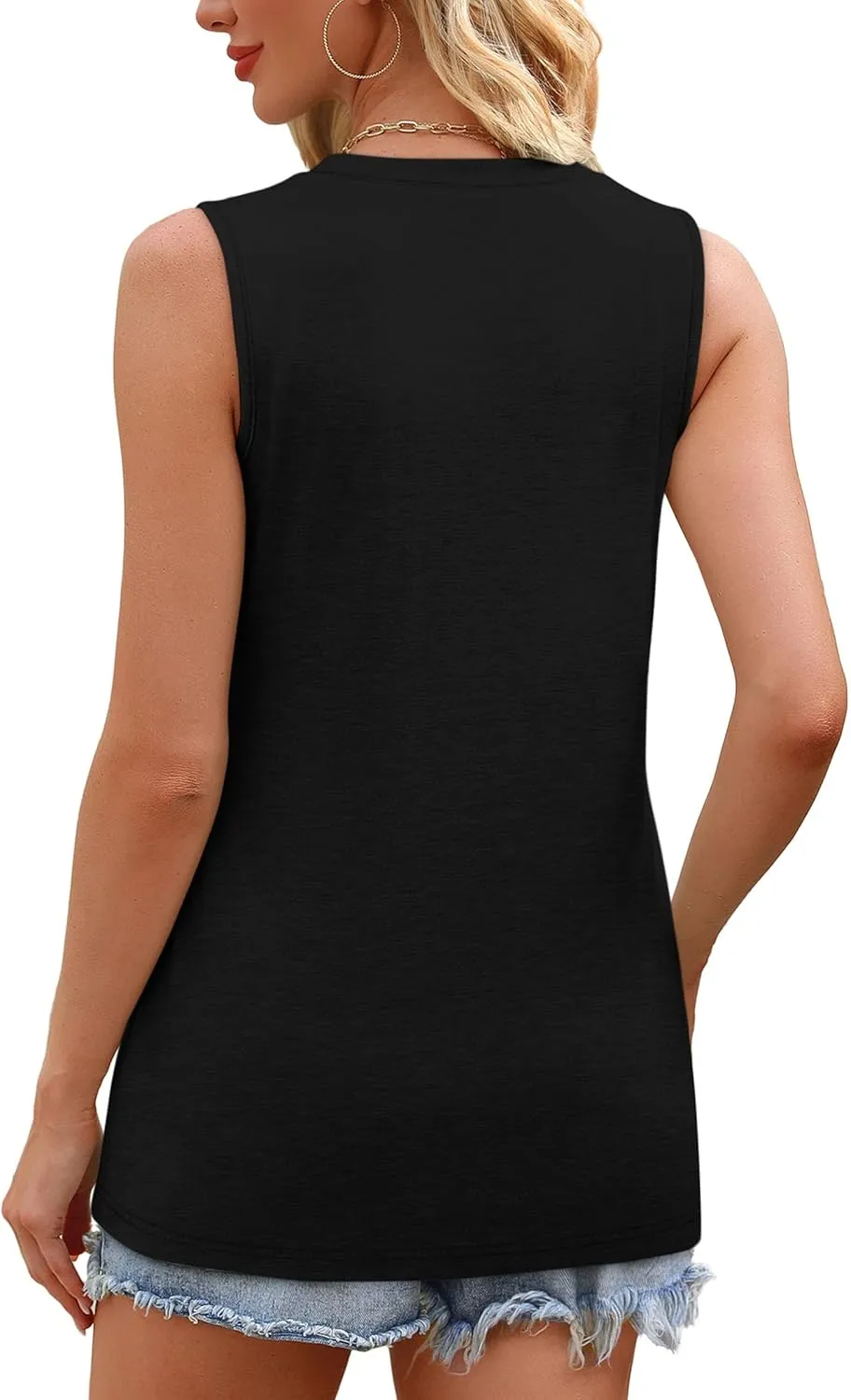 OFEEFAN Womens Tank Tops Summer Sleeveless Tops Loose Fit Crewneck Basic Tee Shirts for Women