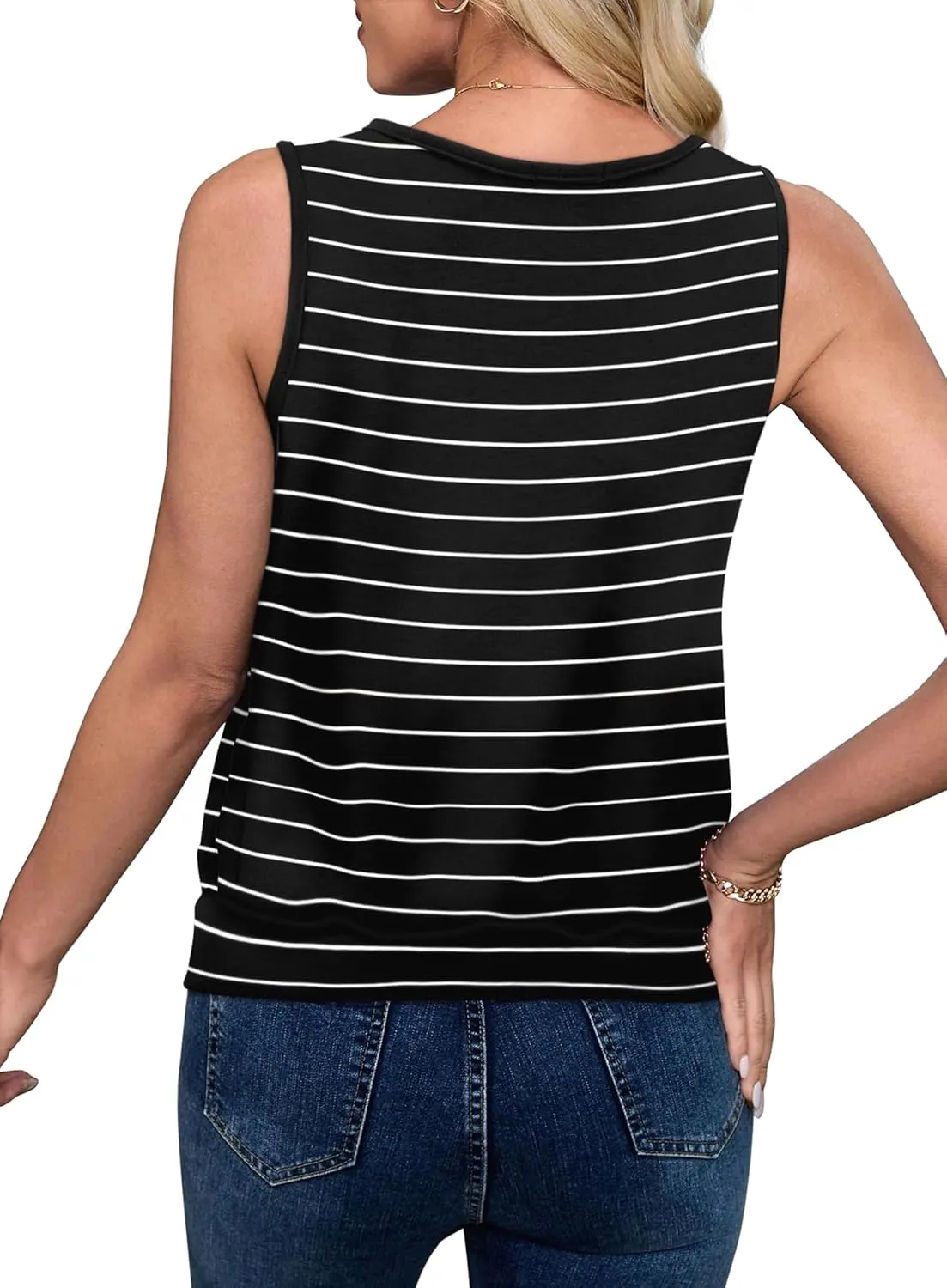 OFEEFAN Womens Tank Tops V Neck Basic Casual Summer Tops Loose Fit Sleeveless Shirts