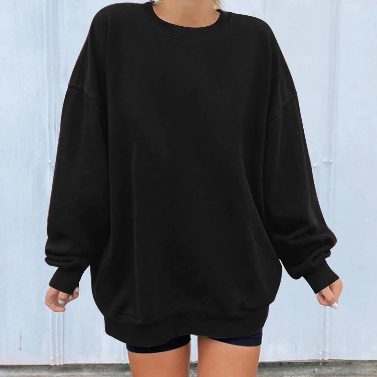 Oversized Drop Shoulder Sweatshirts for Women Teen Girls Fall y2k Clothes Long Sleeve Crewneck Pullover Tops