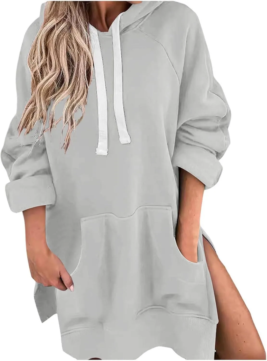 Oversized Hoodie Woman Long Sleeve Sweatshirts V Neck Fall Clothes Women Long Sleeve Hoodie 2024 Winter Clothes