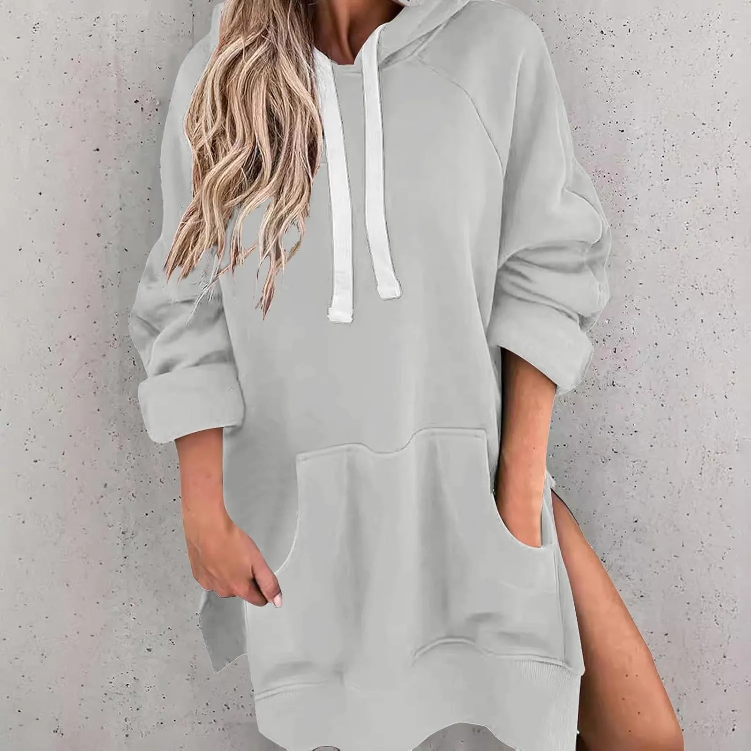 Oversized Hoodie Woman Long Sleeve Sweatshirts V Neck Fall Clothes Women Long Sleeve Hoodie 2024 Winter Clothes