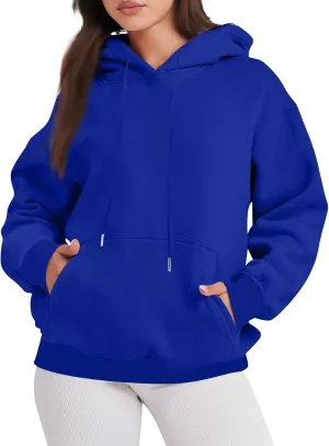 Oversized Hoodies for Women Loose Long Sleeve Crew Neck Sweatshirts Hooded Classic Solid Pullover with Pockets