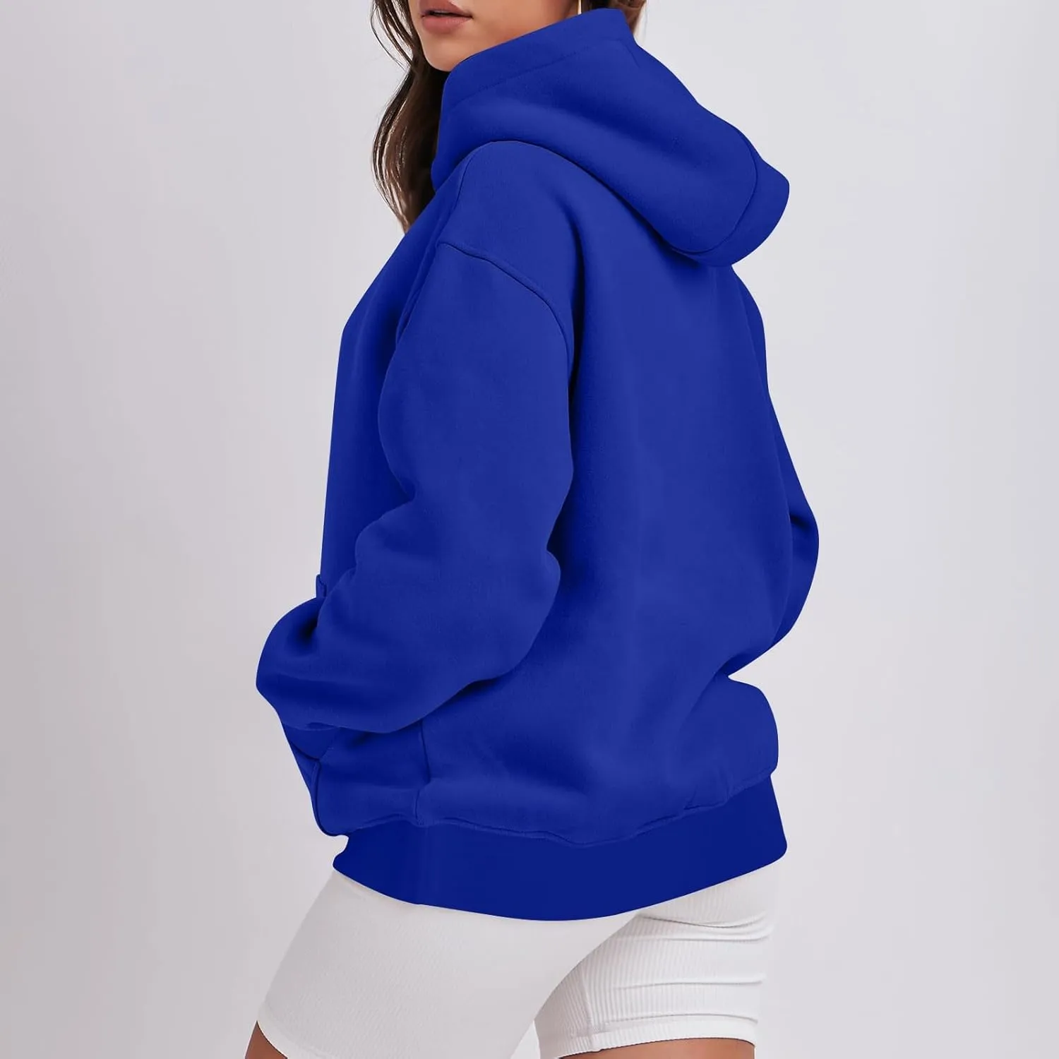 Oversized Hoodies for Women Loose Long Sleeve Crew Neck Sweatshirts Hooded Classic Solid Pullover with Pockets