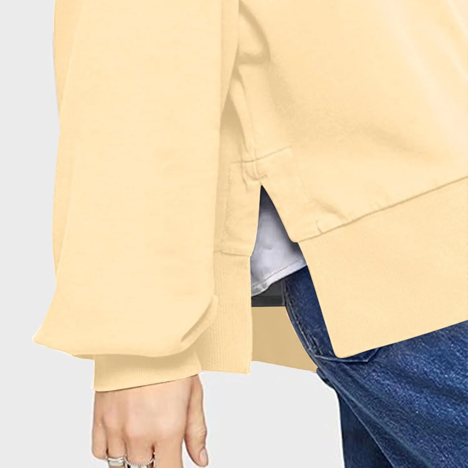 Oversized Hoodies for Women Split Side Hem Hooded Neck Sweatshirts Casual Long Sleeve Drop Shoulder Pullover Tops